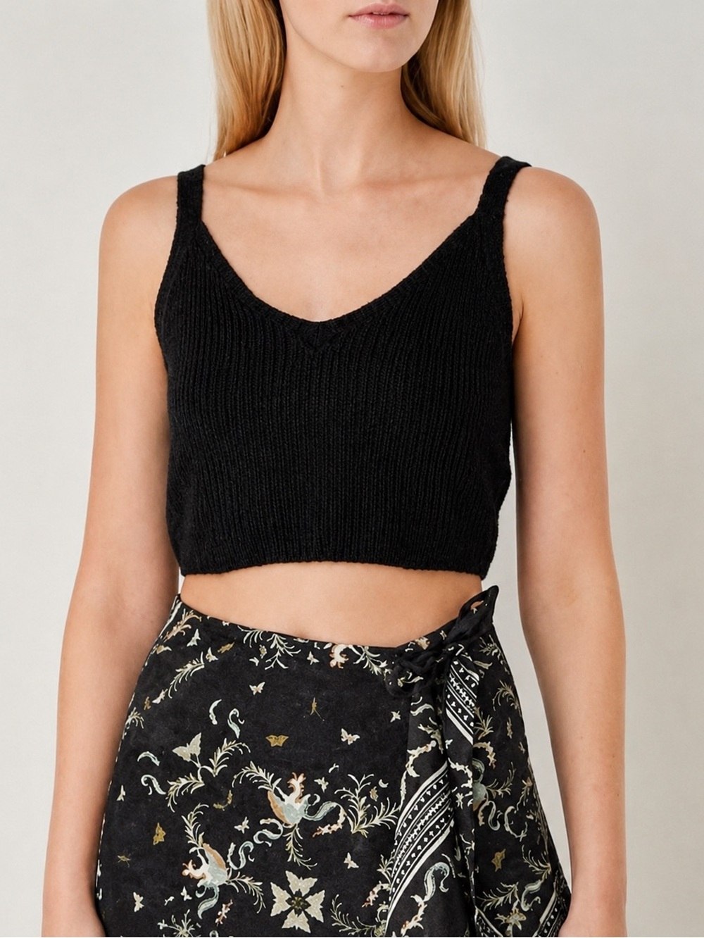 AllSaints Leanne Crop Top Sweater Tank – Black Rib‎ Knit – Medium – NWT